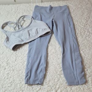 Athleta Set-Fully Focused Bra M/Salutation Stash Poket Il Cinch 7/8 Tight Sz S